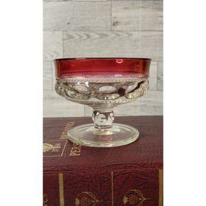 Tiffin Sherbet Cup Kings Crown Ruby Red Thumbprint Champagne Glass 1950s MCM